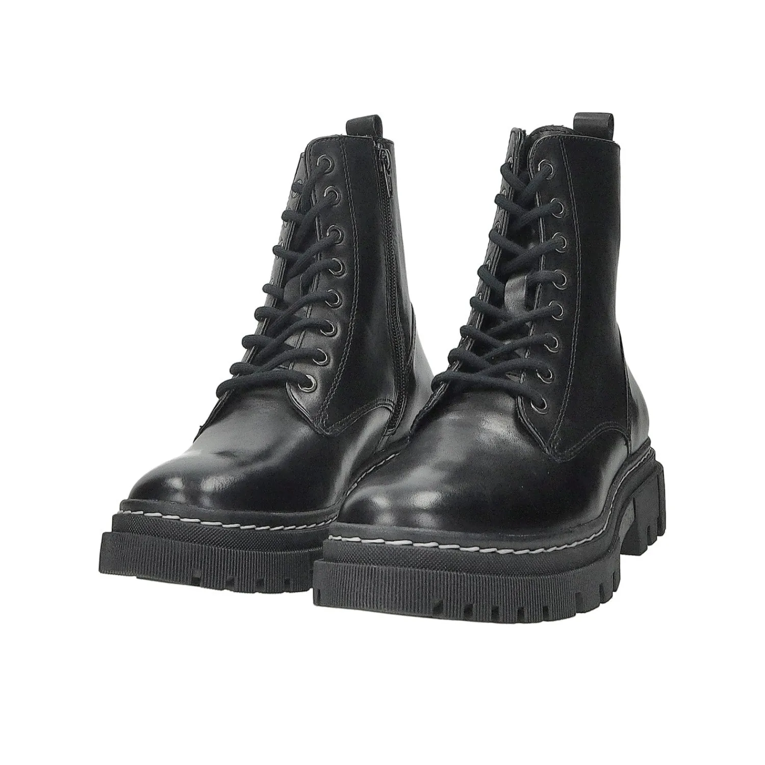 Stivali Bassi|Stivaletti Bassi>Tata Italia Anfibi in vera pelle. Fondo alto 4cm Nero