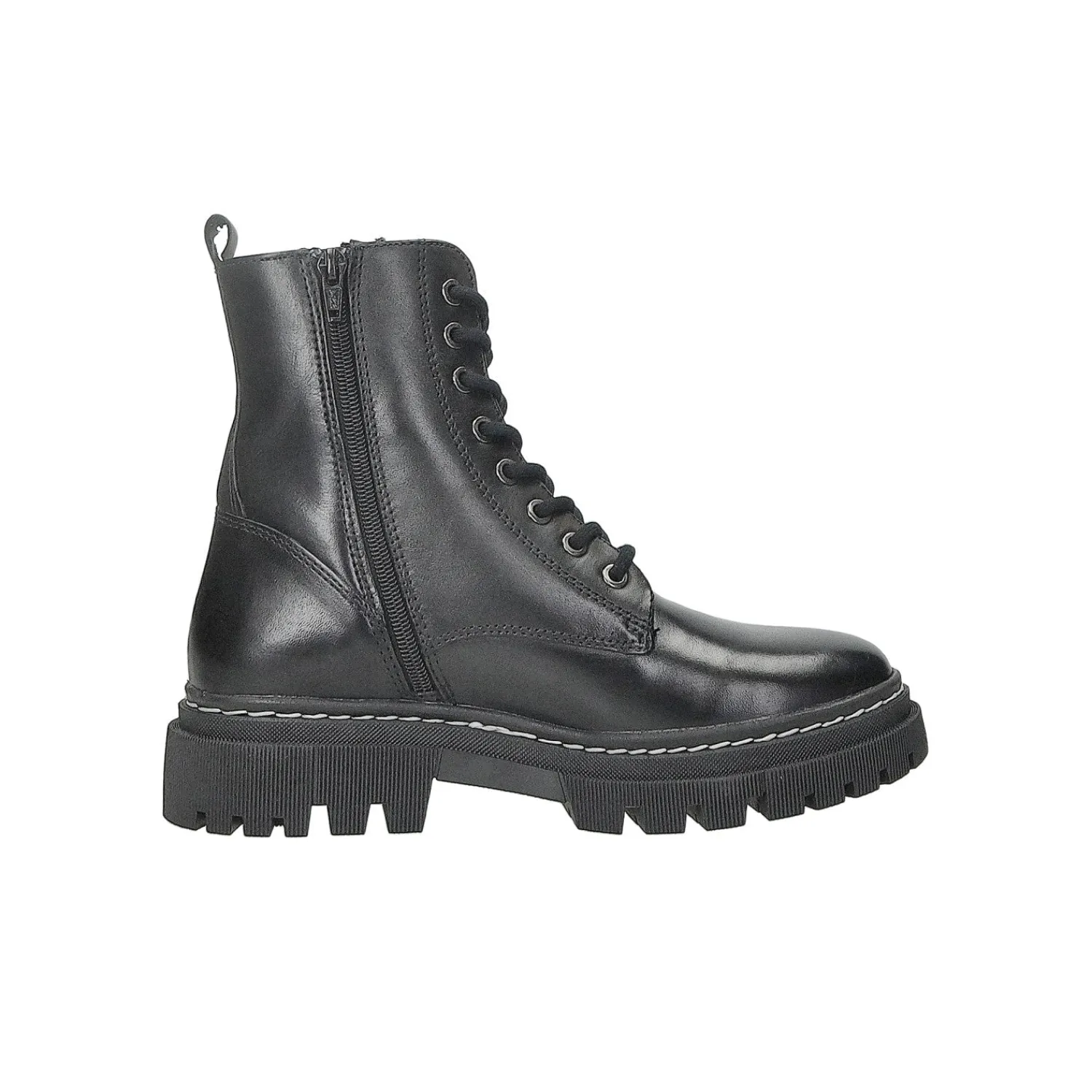 Stivali Bassi|Stivaletti Bassi>Tata Italia Anfibi in vera pelle. Fondo alto 4cm Nero