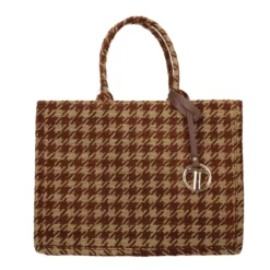 Shopper>Tata Italia Borsa pied-de-poule beige e marrone