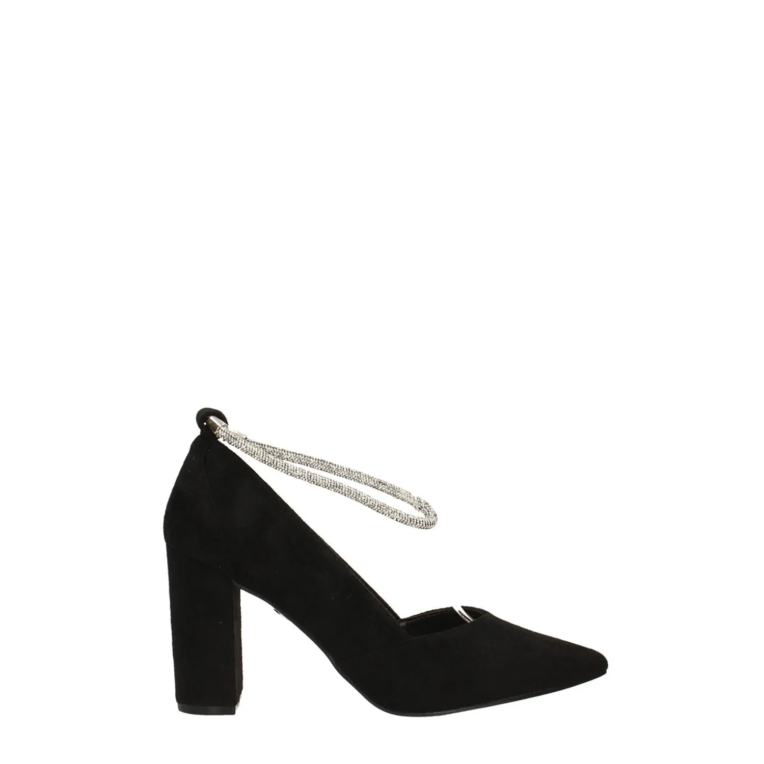 Décolleté>Tata Italia Décolleté in microfibra con cinturino alla caviglia con strass. Tacco alto 8cm Nero