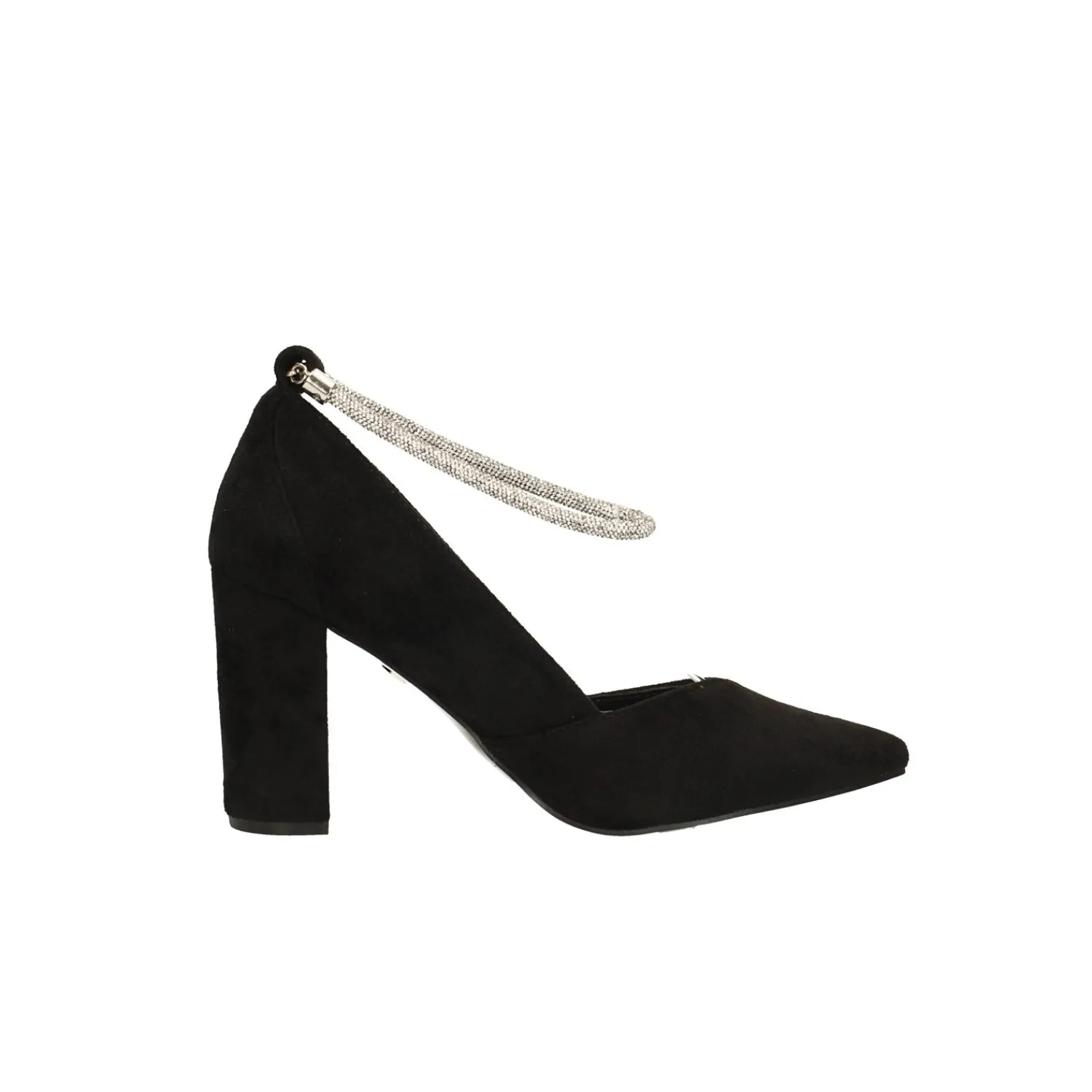 Décolleté>Tata Italia Décolleté in microfibra con cinturino alla caviglia con strass. Tacco alto 8cm Nero