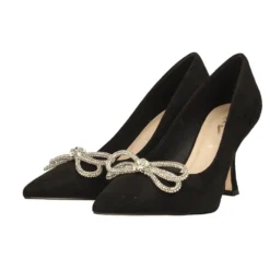 Décolleté>Tata Italia Décolleté in microfibra.. con fiocco tempestato di strass. Tacco alto 9cm Nero