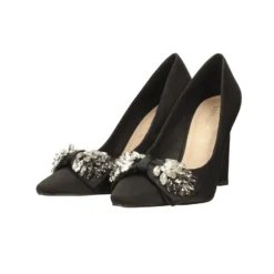 Décolleté>Tata Italia Décolleté in satin con fiocco luccicante sulla punta. Tacco triangolare alto 10.5cm Nero