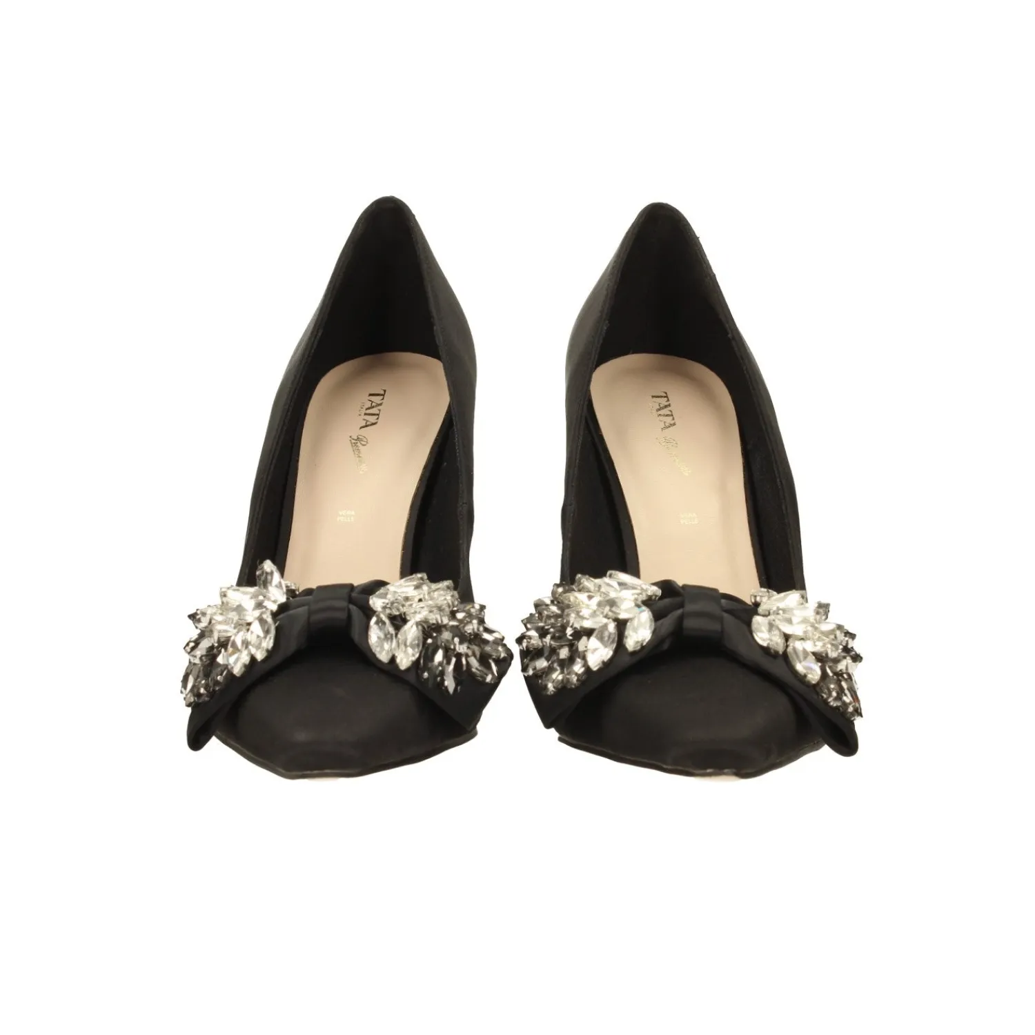Décolleté>Tata Italia Décolleté in satin con fiocco luccicante sulla punta. Tacco triangolare alto 10.5cm Nero