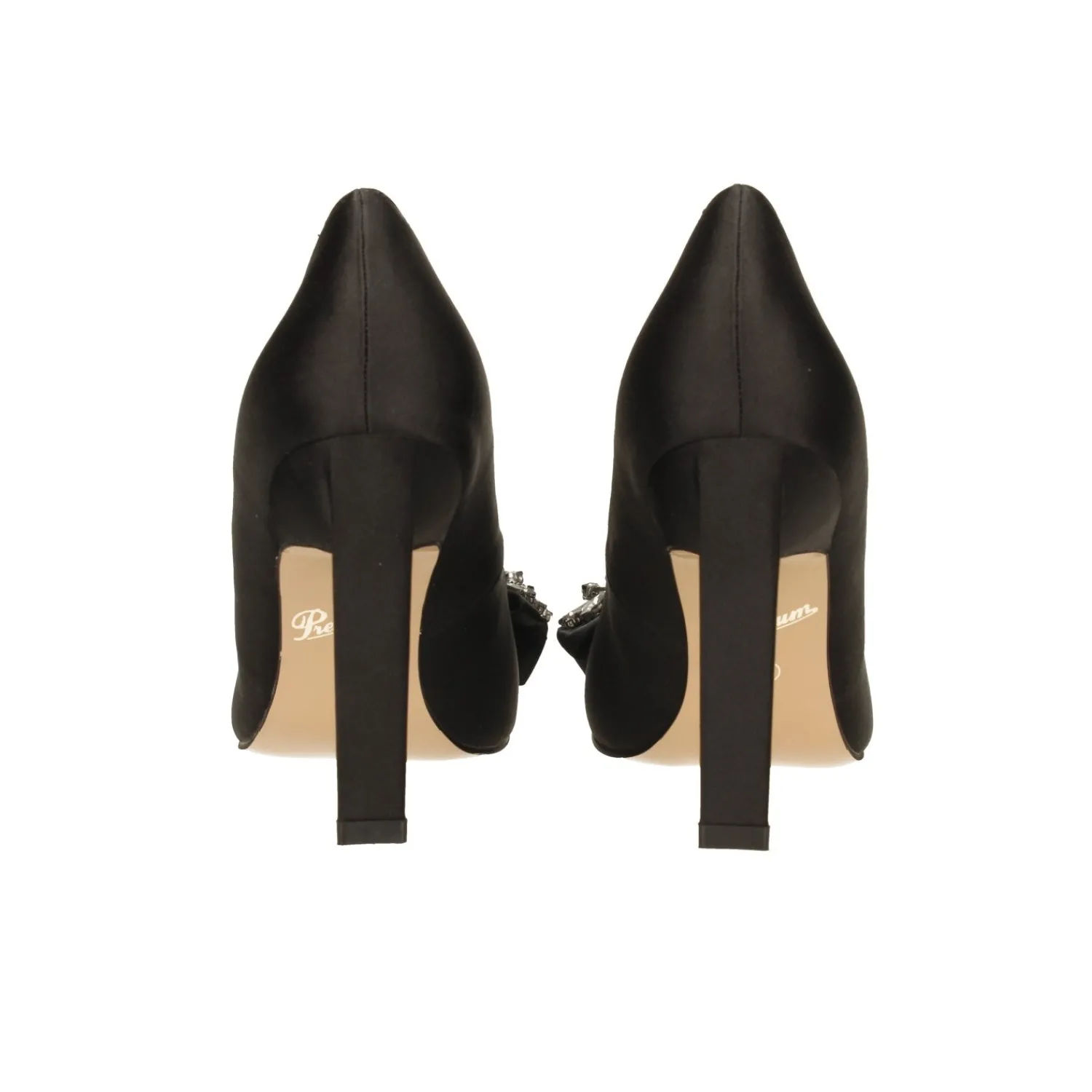 Décolleté>Tata Italia Décolleté in satin con fiocco luccicante sulla punta. Tacco triangolare alto 10.5cm Nero