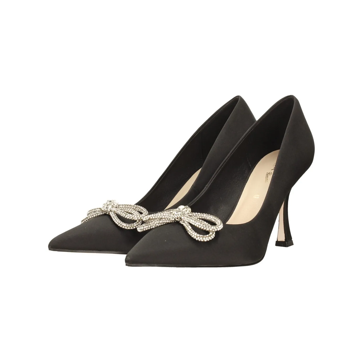 Décolleté>Tata Italia Décolleté in tessuto satin.. con fiocco tempestato di strass. Tacco alto 9cm Nero