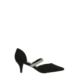 Décolleté|Articoli In Promozione>Tata Italia Décolleté scamosciate aperte ai lati con cinturino centrale con strass. Tacco alto 6cm Nero