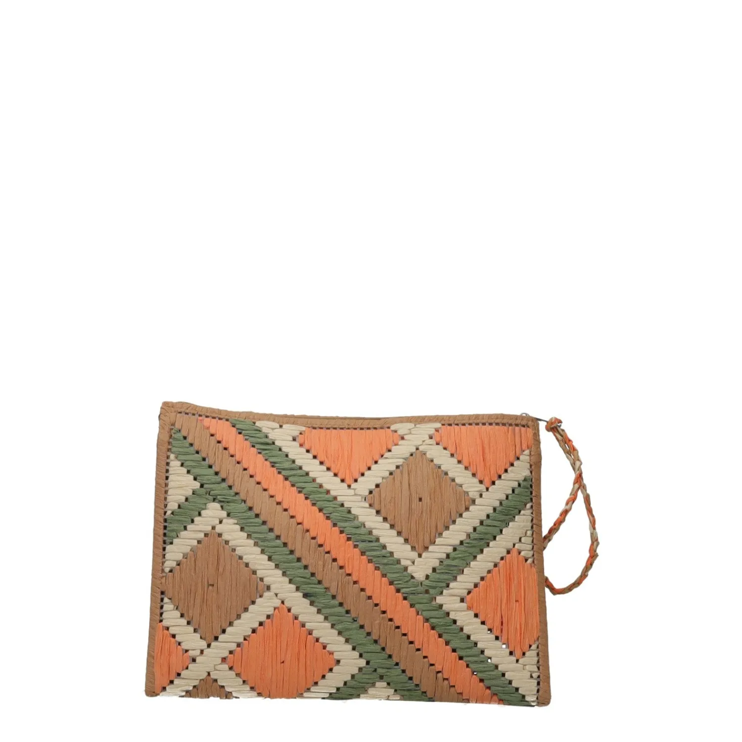 Pochette>Tata Italia Pochette in paglia intrecciata con motivi geometrici