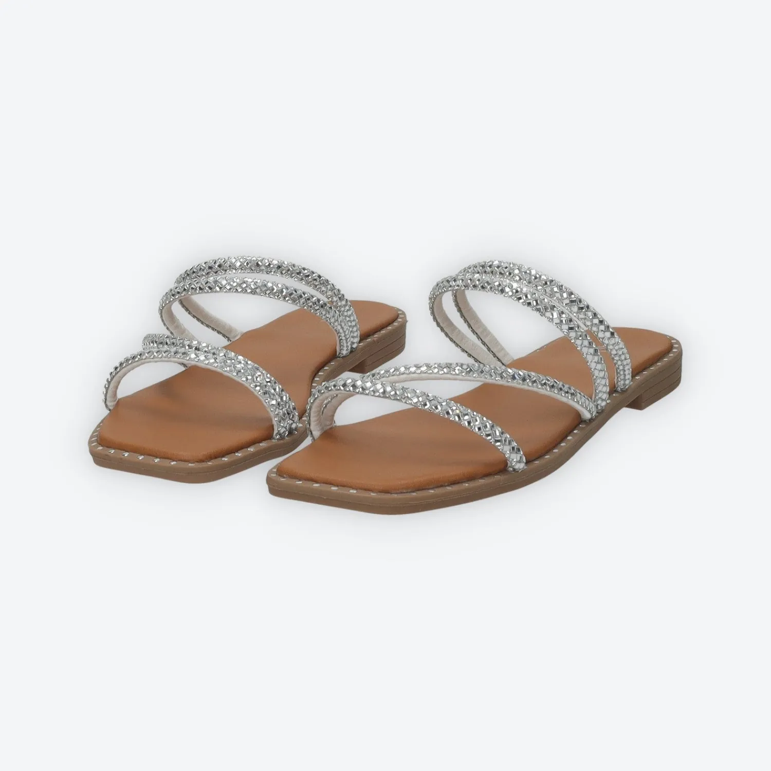 Sandali>Tata Italia Sandali flat con listini tempestati di strass Argento