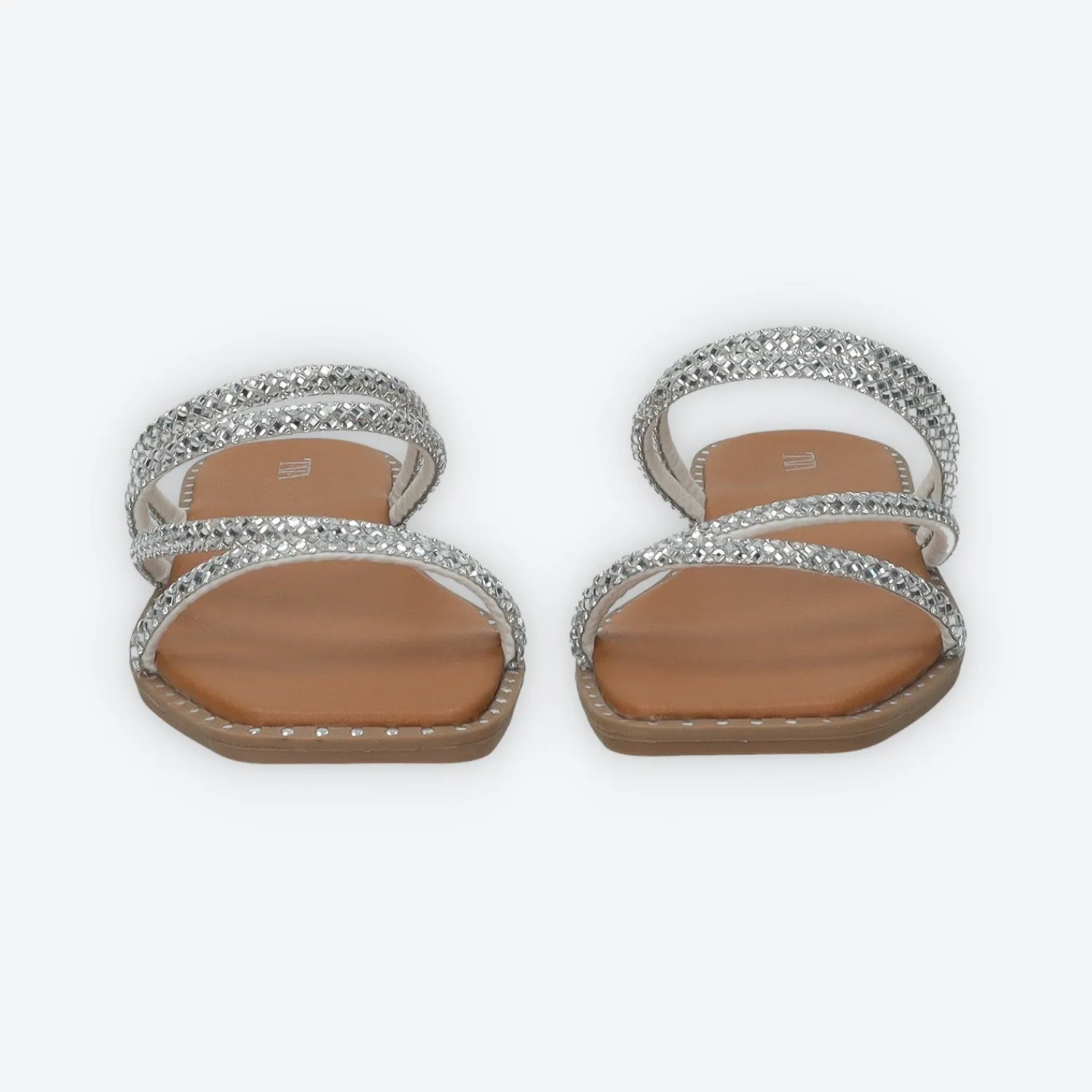 Sandali>Tata Italia Sandali flat con listini tempestati di strass Argento