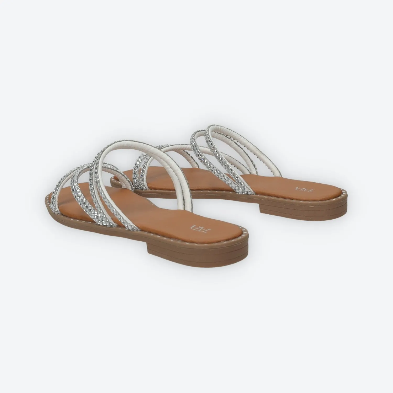 Sandali>Tata Italia Sandali flat con listini tempestati di strass Argento