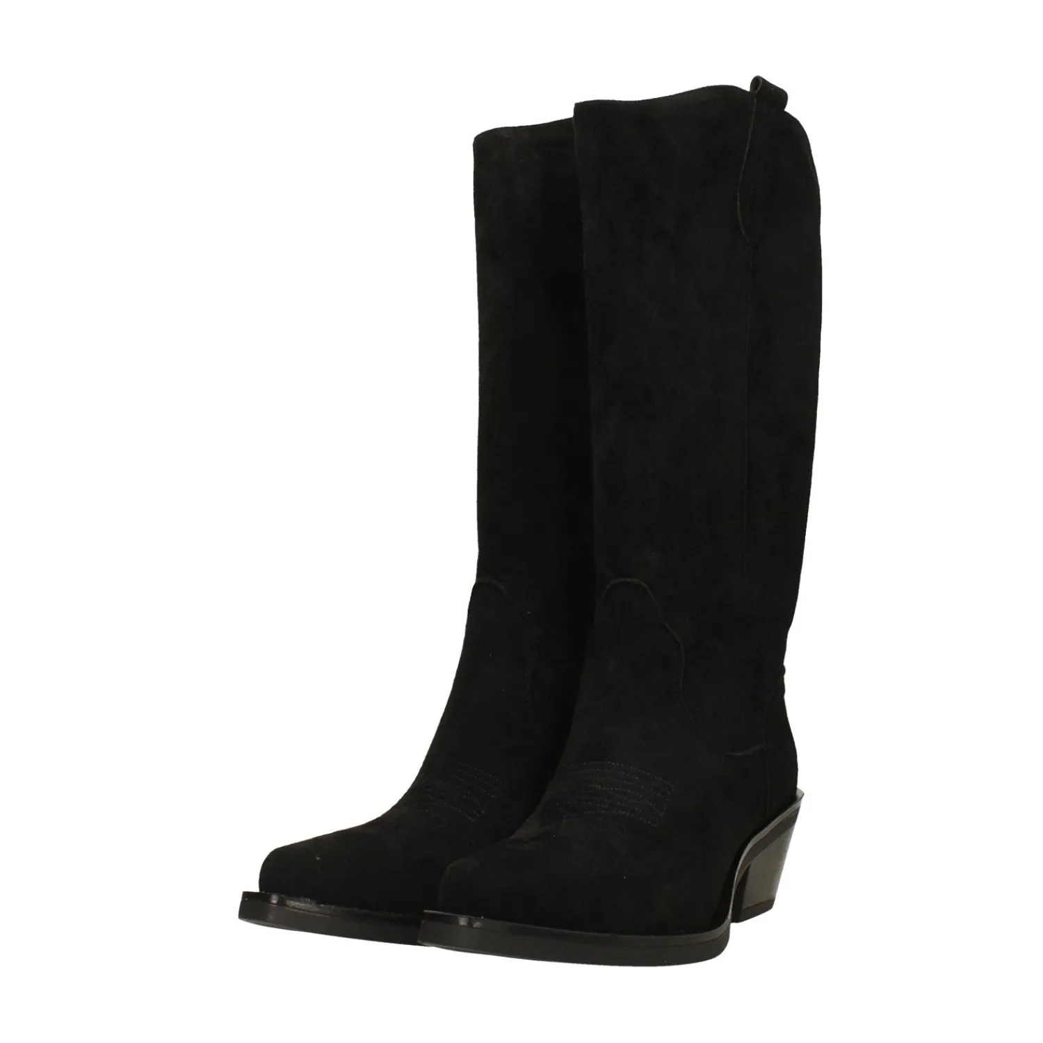 Stivali Bassi|Texani>Tata Italia Stivali texani scamosciati con tacco alto 6cm Nero